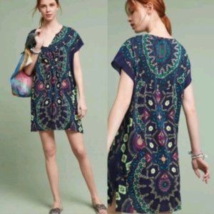 Anthropologie Maeve Medallion Silk Tunic Dress NWT